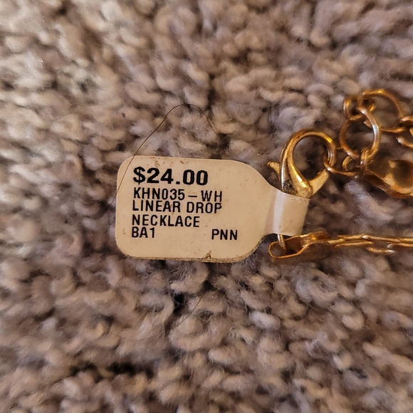 NWT Linear Drop Necklace Ivory Color 16" Adjustable Length Lobster Claw - Picture 5 of 5